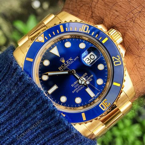 blue face gold rolex replica|gold submariner blue face.